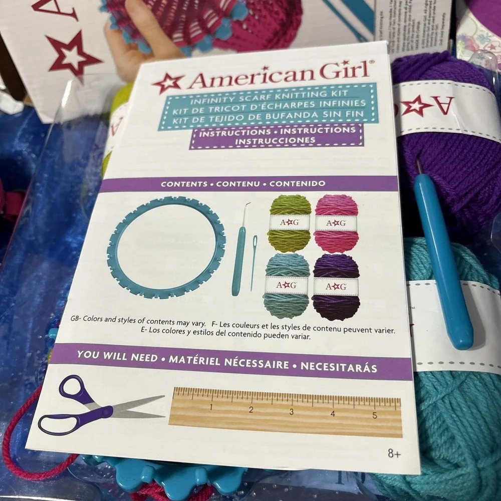 AMERICAN GIRL ~ INFINITY‎ SCARF KNITTING KIT & TRULY ME ACTIVITY BOX WHEEL